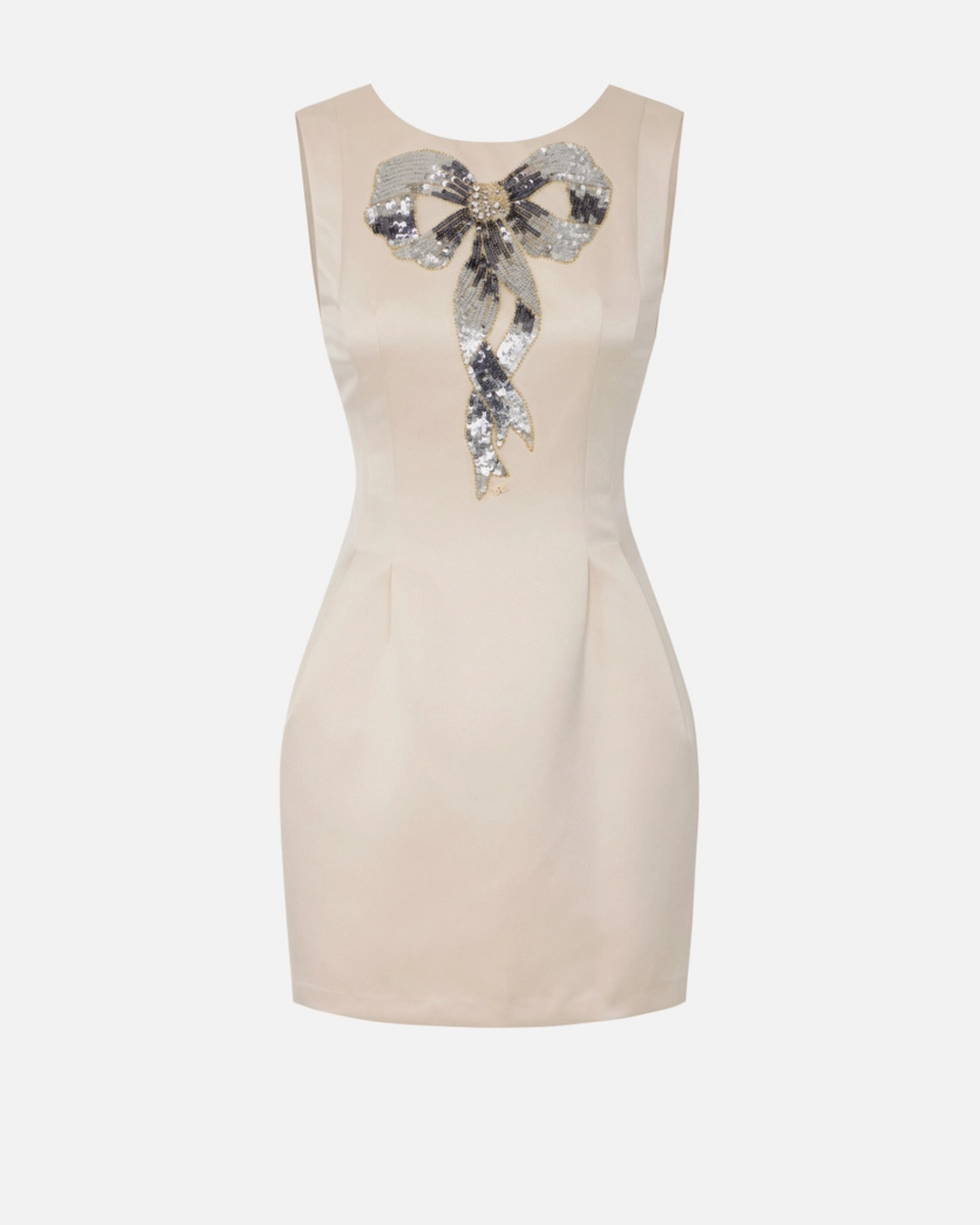 Abito in duchesse con fiocco in paillettes