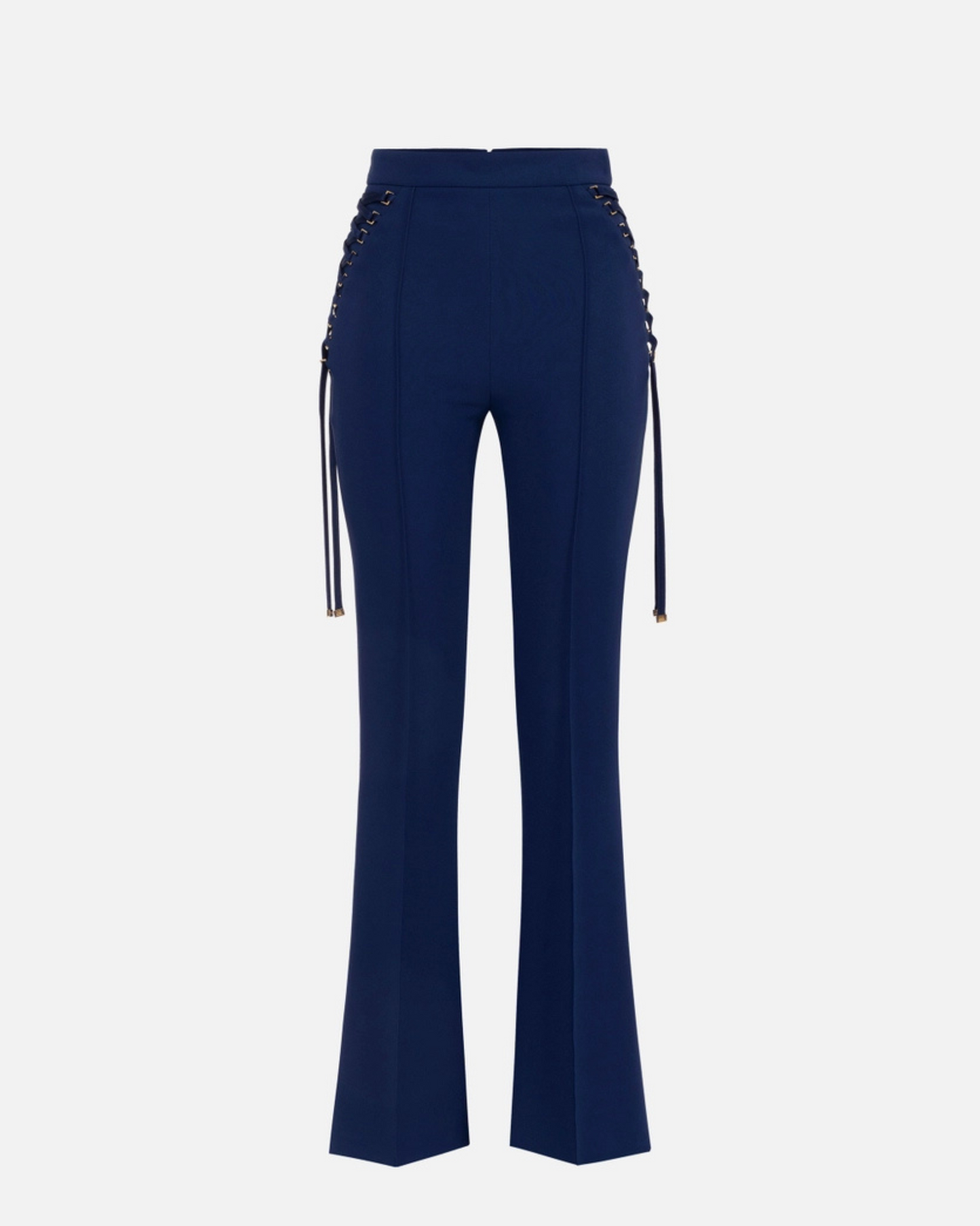 Pantaloni a zampa in crêpe con lacci criss-cross