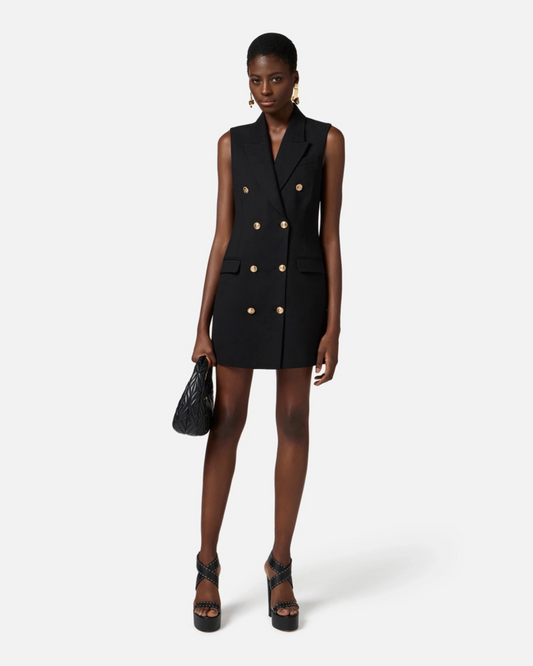 Abito in gabardina di misto lino