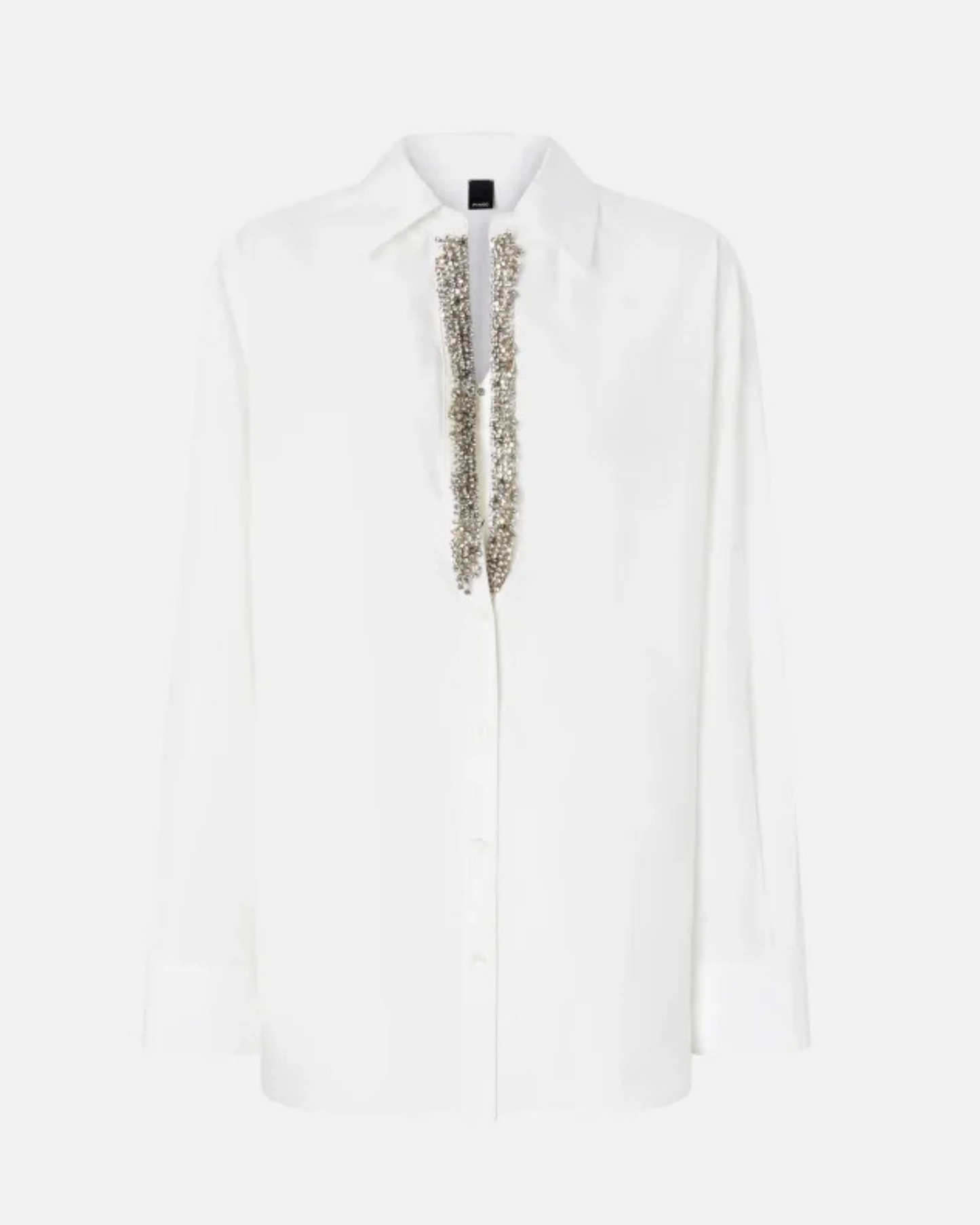PINKO - Camicia bianca scollo a V con strass