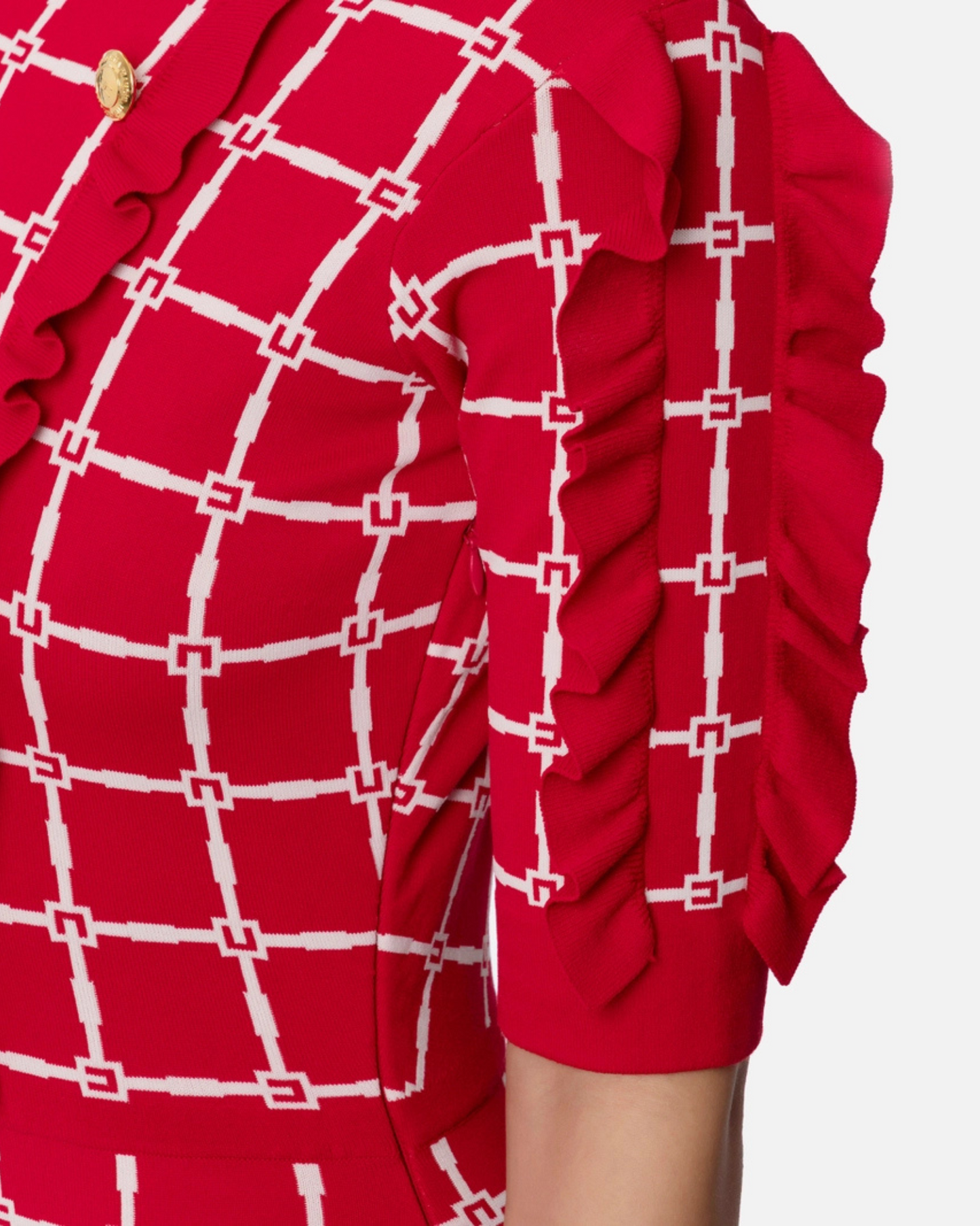 Abito in jacquard logo con ruches