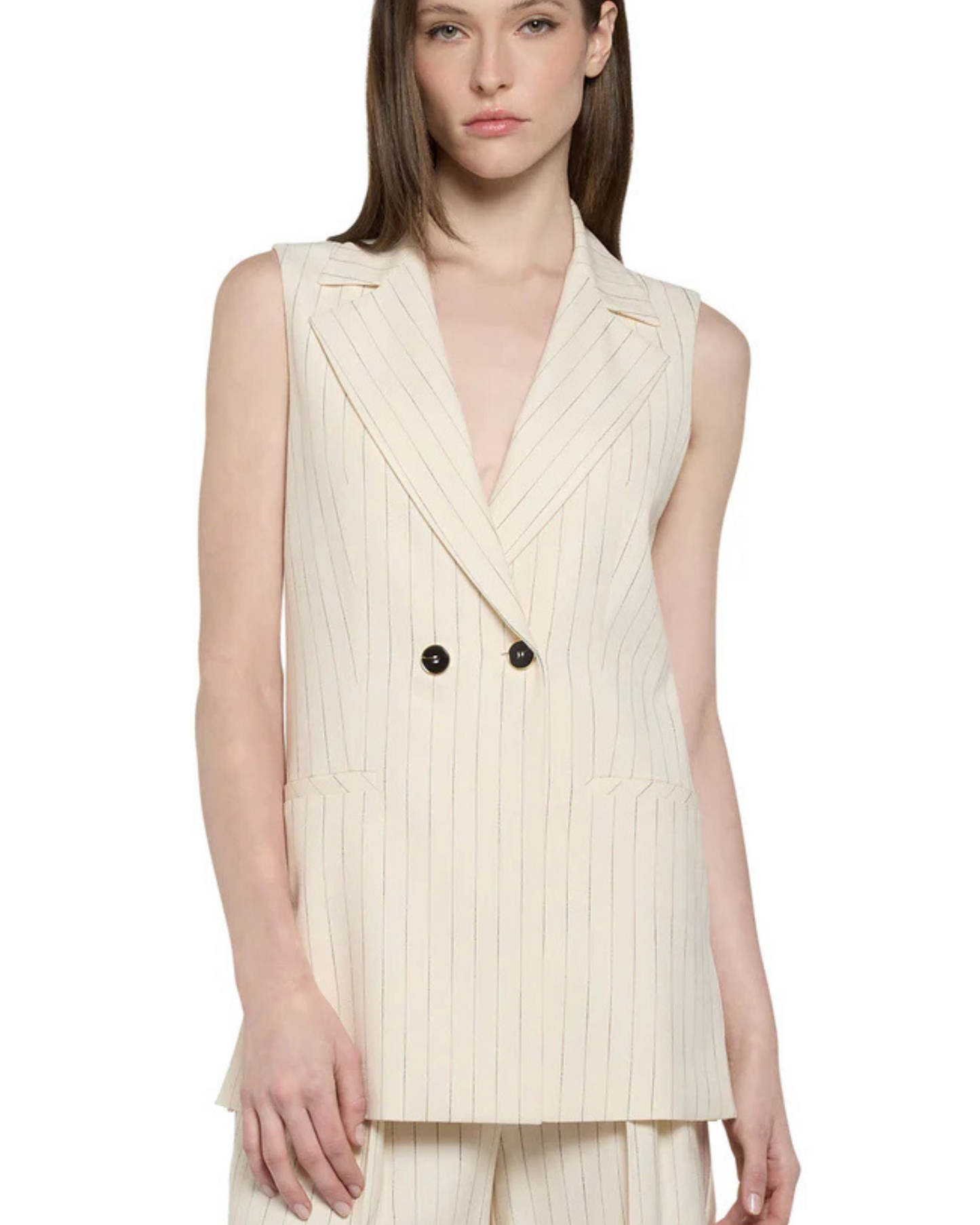 SIMONA CORSELLINI - Gilet lungo a righe sottili