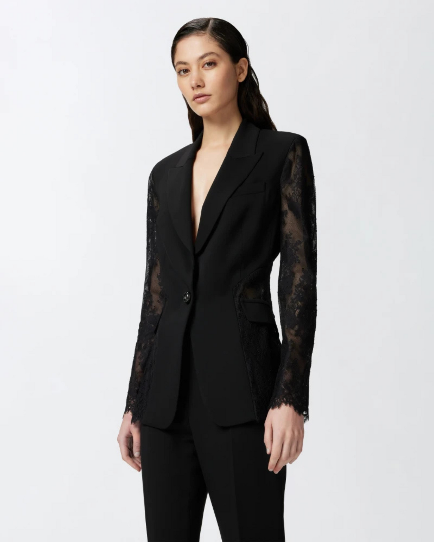 Giacca blazer monopetto in pizzo