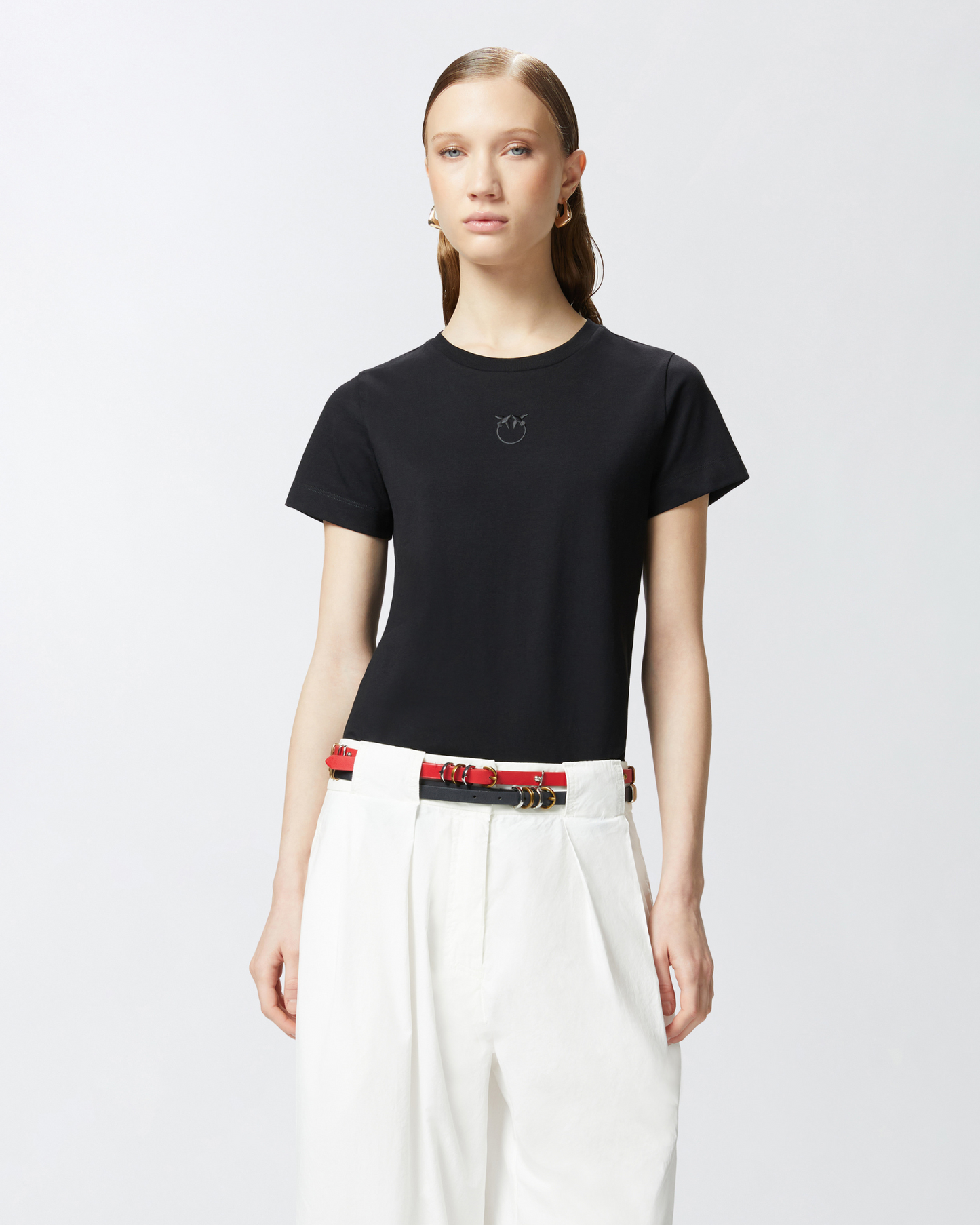 PINKO - T-shirt maniche corte logo ricamato