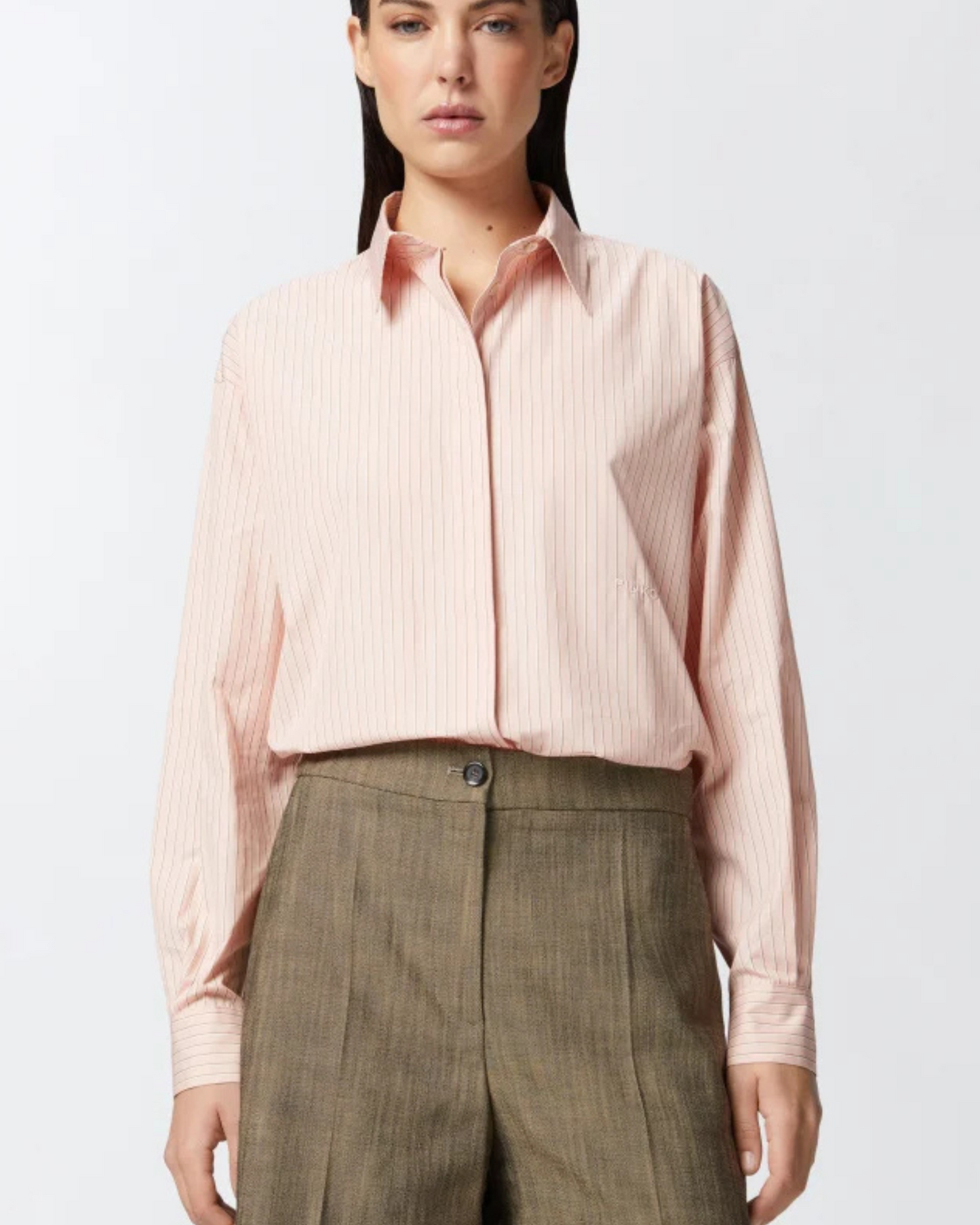 PINKO - Camicia oversize in popeline a righe