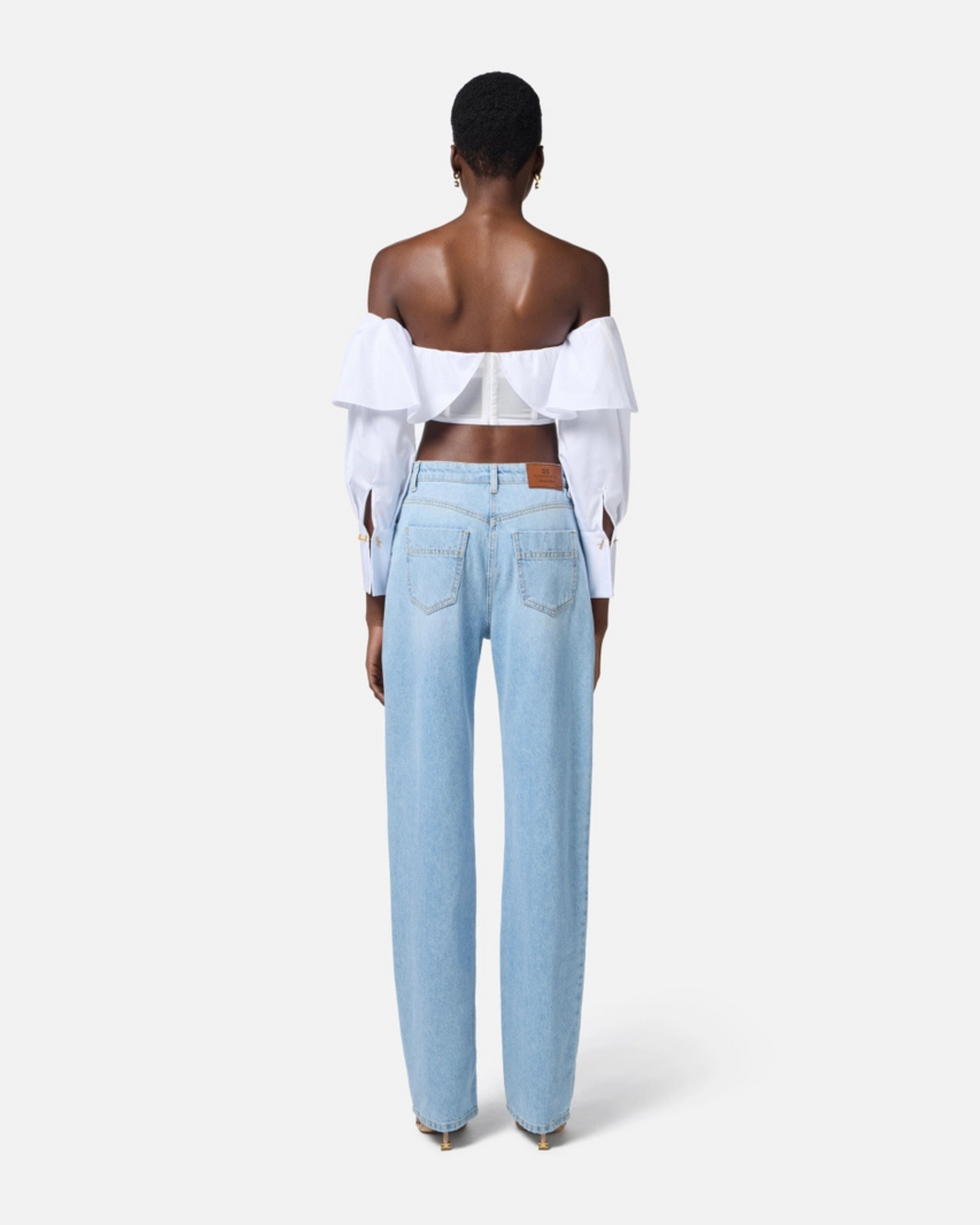 Top in cotone e tulle con gemelli