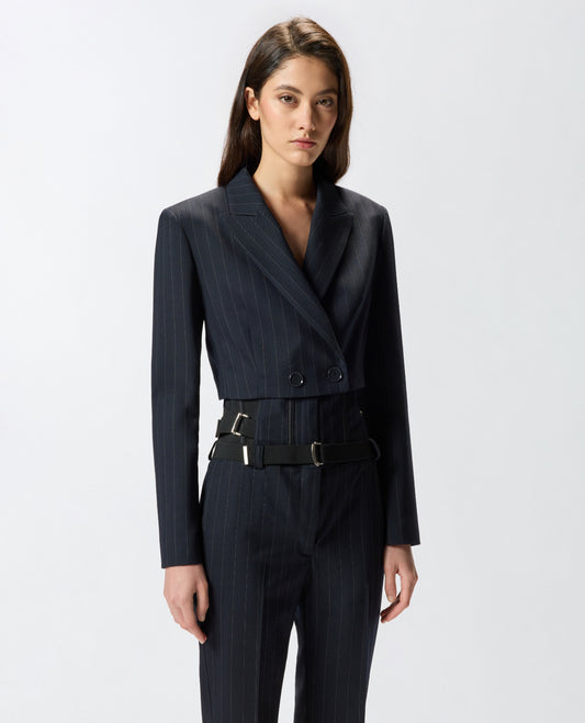 Giacca corta in lana poly gessata