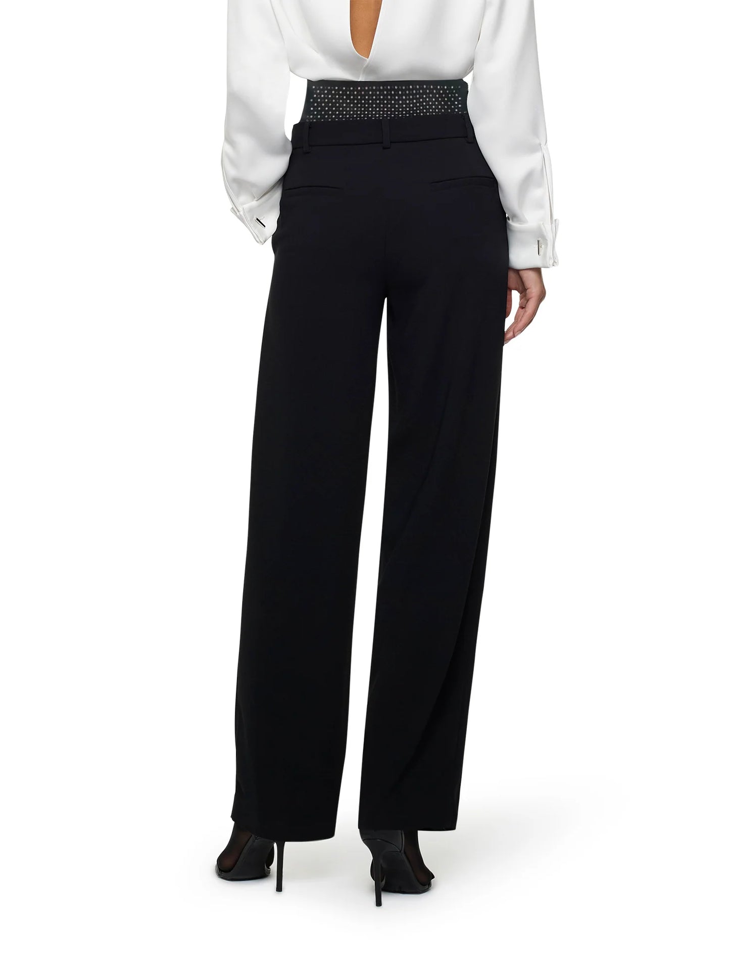 Pantaloni con pinces in enver satin