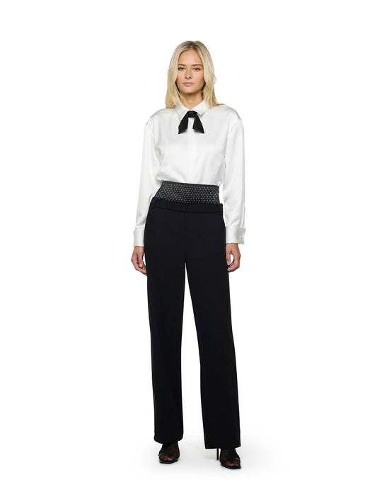 Pantaloni con pinces in enver satin
