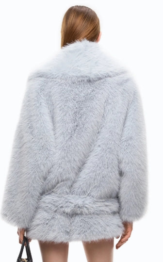 Giacca blouson effetto pelliccia con cintura