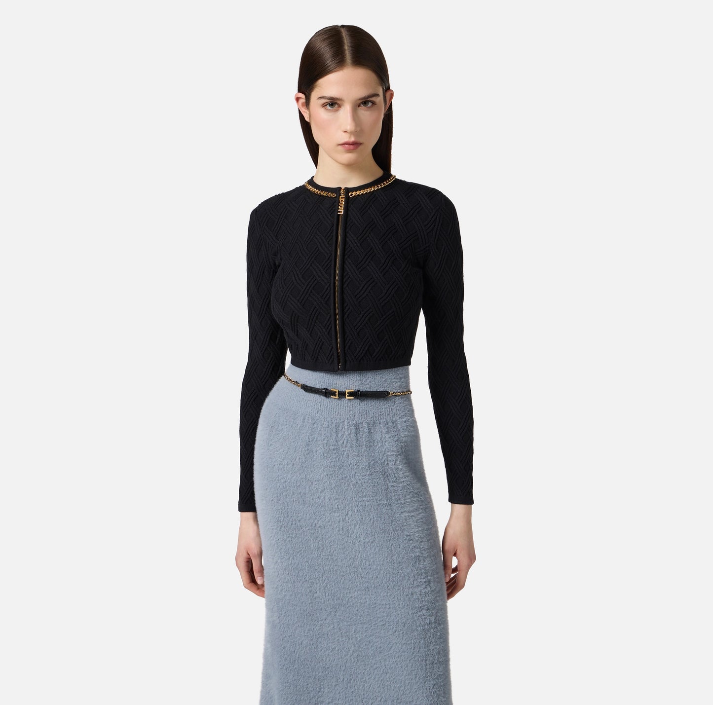 Cardigan in maglia a rombi