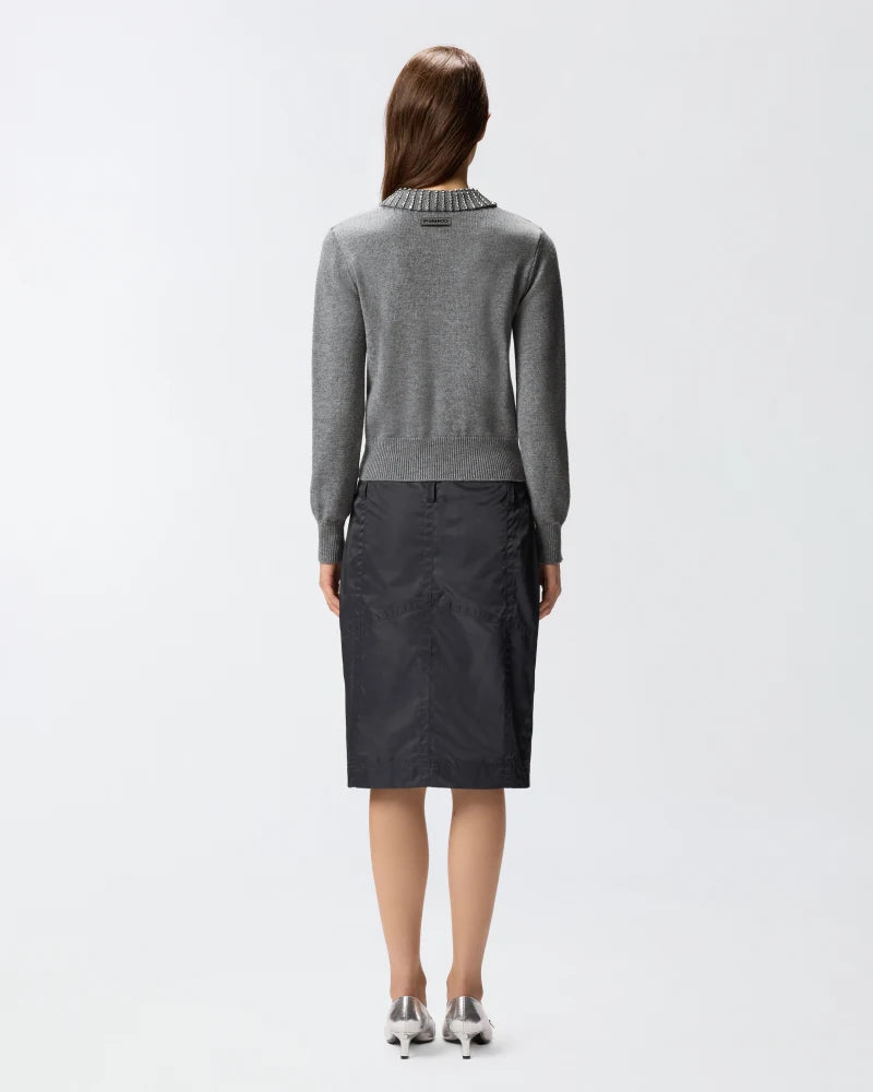 Maglia con colletto strass