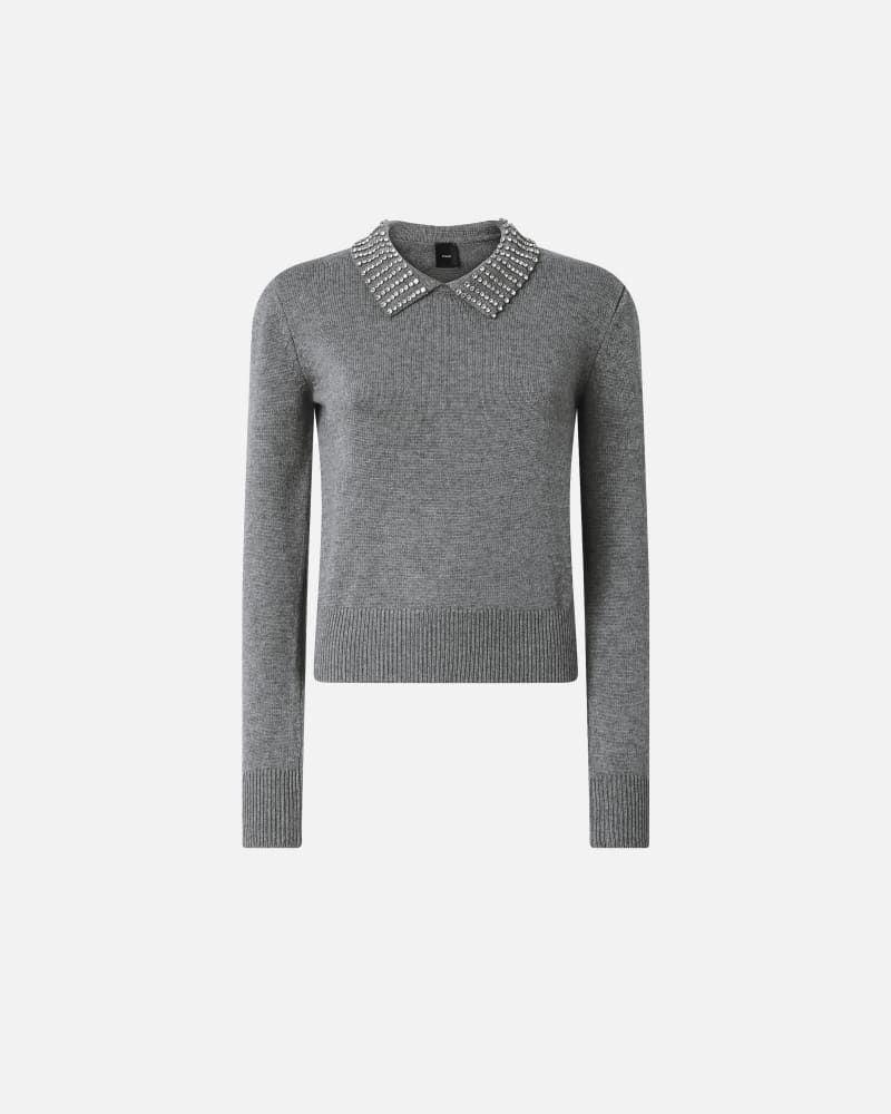Maglia con colletto strass