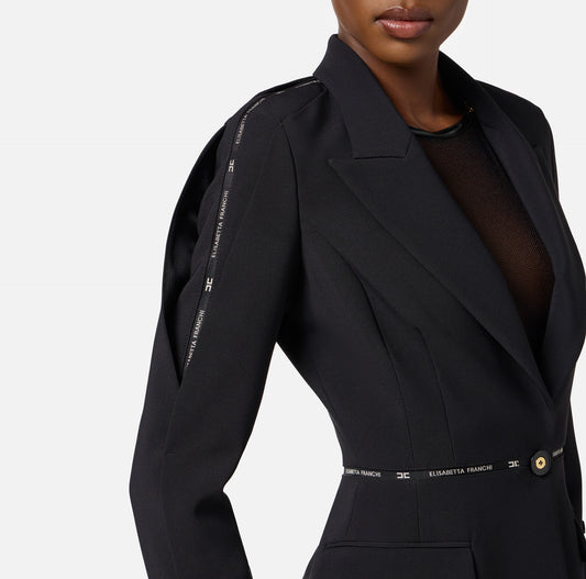 Giacca in crepe con nastro logo