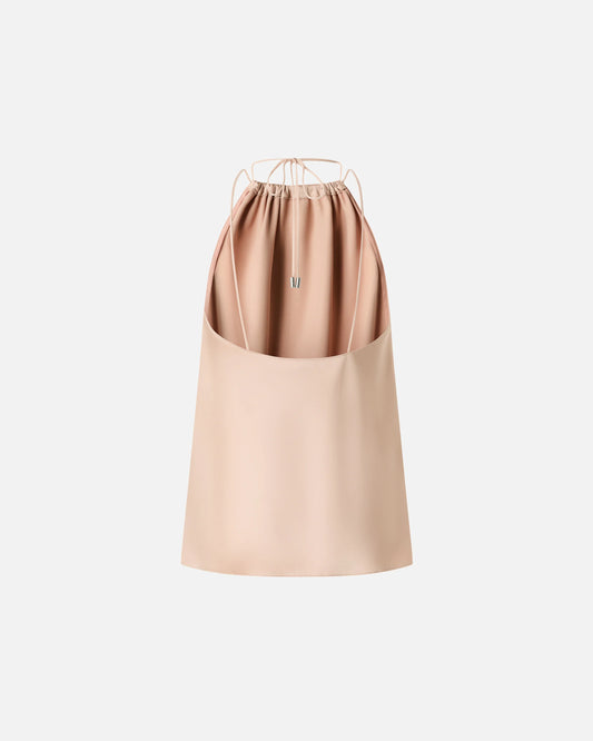 Top in satin con scollo all'americana