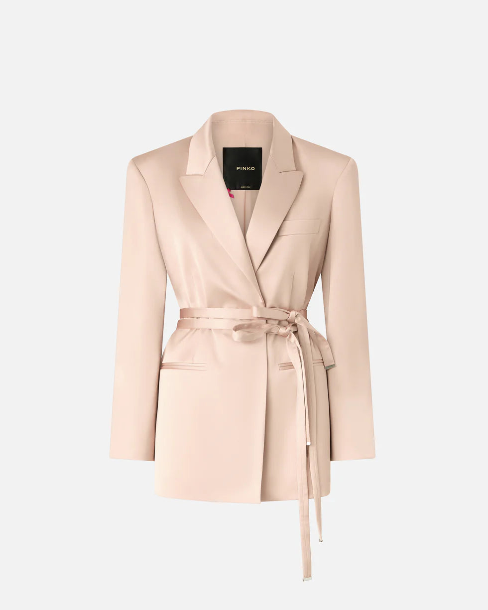 Rapa giacca in satin con cintura