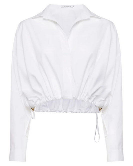 SImona Corsellini - Camicia in popeline corta con coulisse in vita