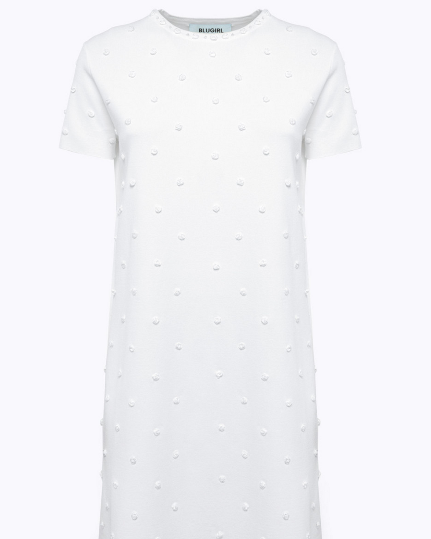 BLUGIRL - Abito in maglia con ricamo rose e corallini
