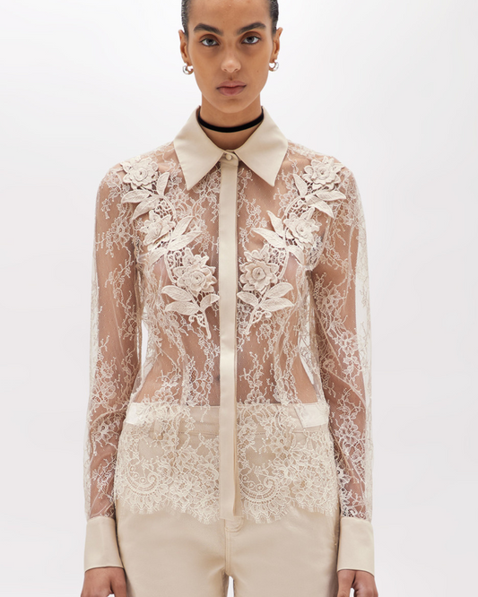 BLUGIRL - Camicia slim in pizzo con ricamo