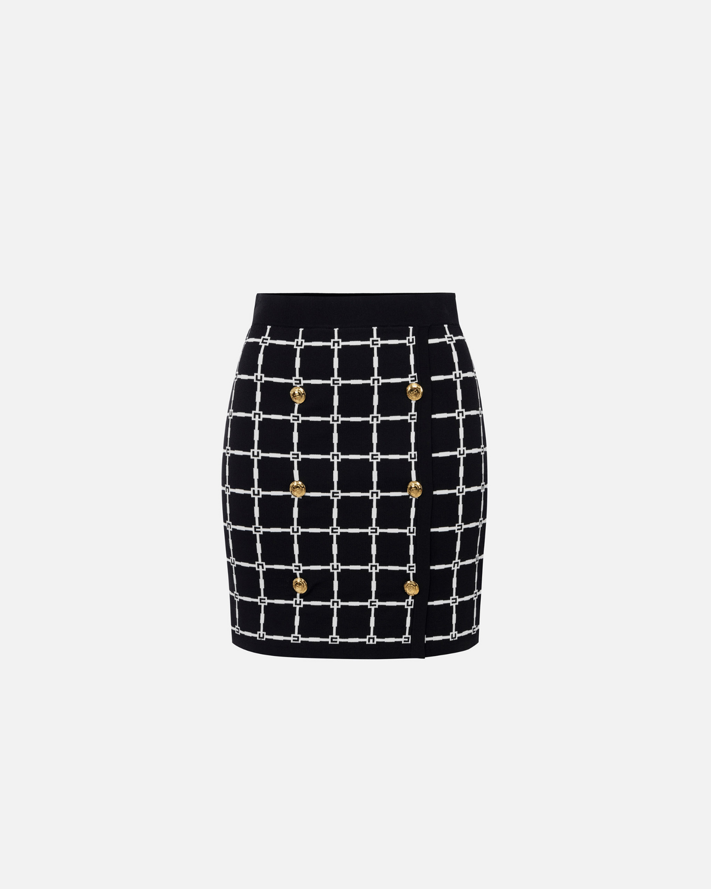Minigonna in jacquard logo con bottoni dorati