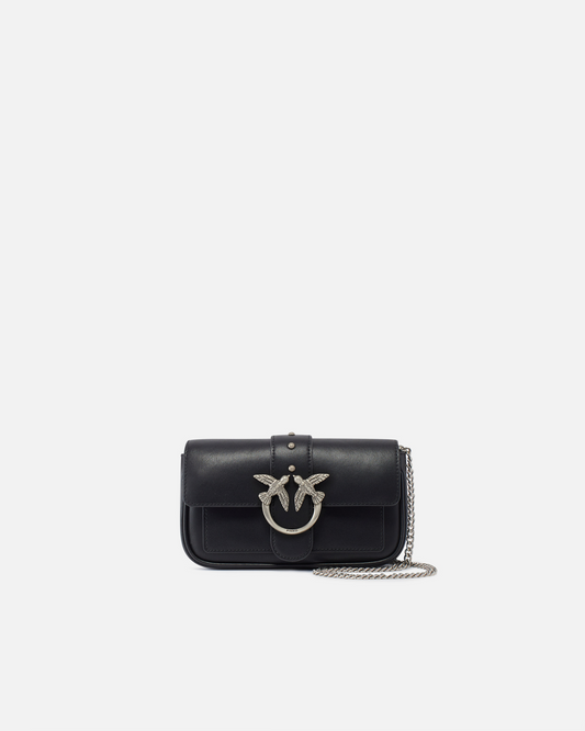 PINKO - Borsetta pochette Love Bag in pelle con tracolla sottile