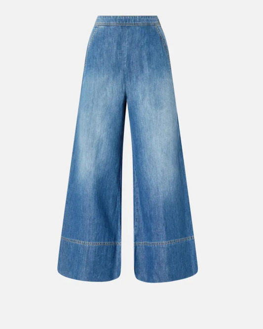 PINKO - Jeans palazzo in denim misto lino