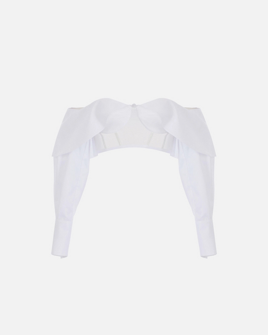 Top in cotone e tulle con gemelli