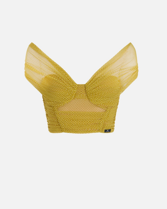 ELISABETTA FRANCHI - Top in tulle con stampa pois