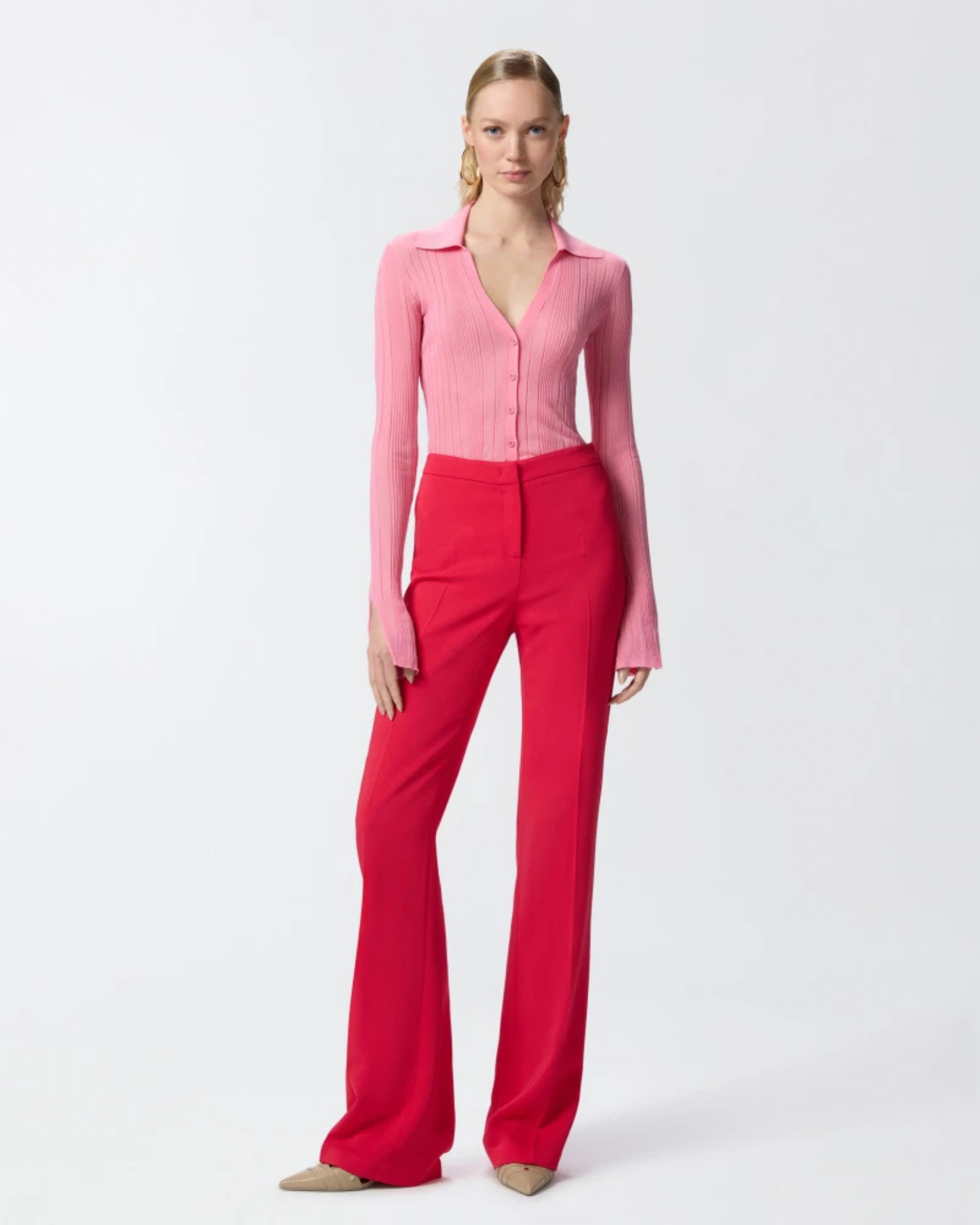 Pantaloni eleganti svasati in cady tecnico