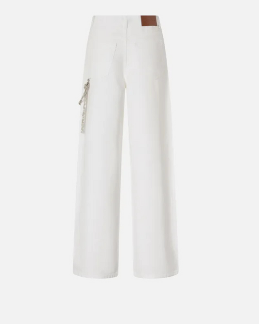 PINKO - Pantaloni larghi loose fit con catena gioiello