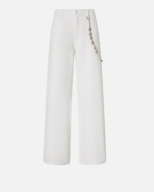 PINKO - Pantaloni larghi loose fit con catena gioiello