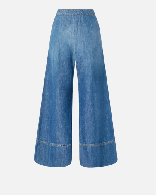 PINKO - Jeans palazzo in denim misto lino