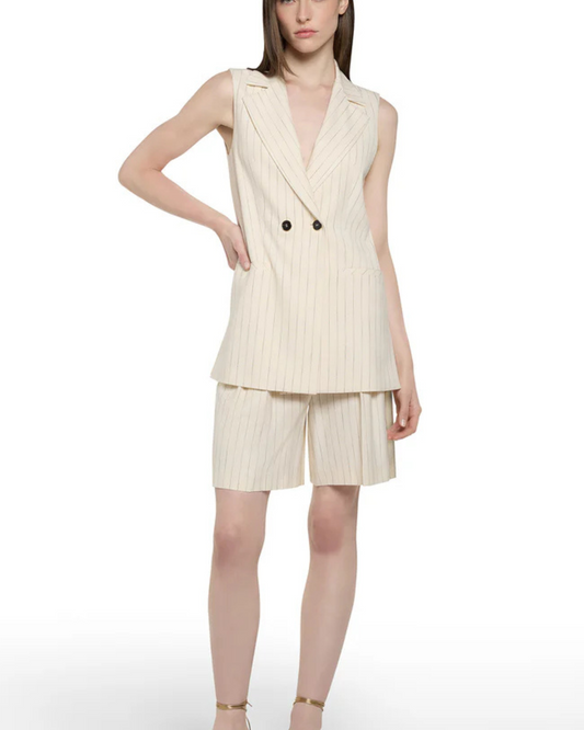 SIMONA CORSELLINI - Gilet lungo a righe sottili