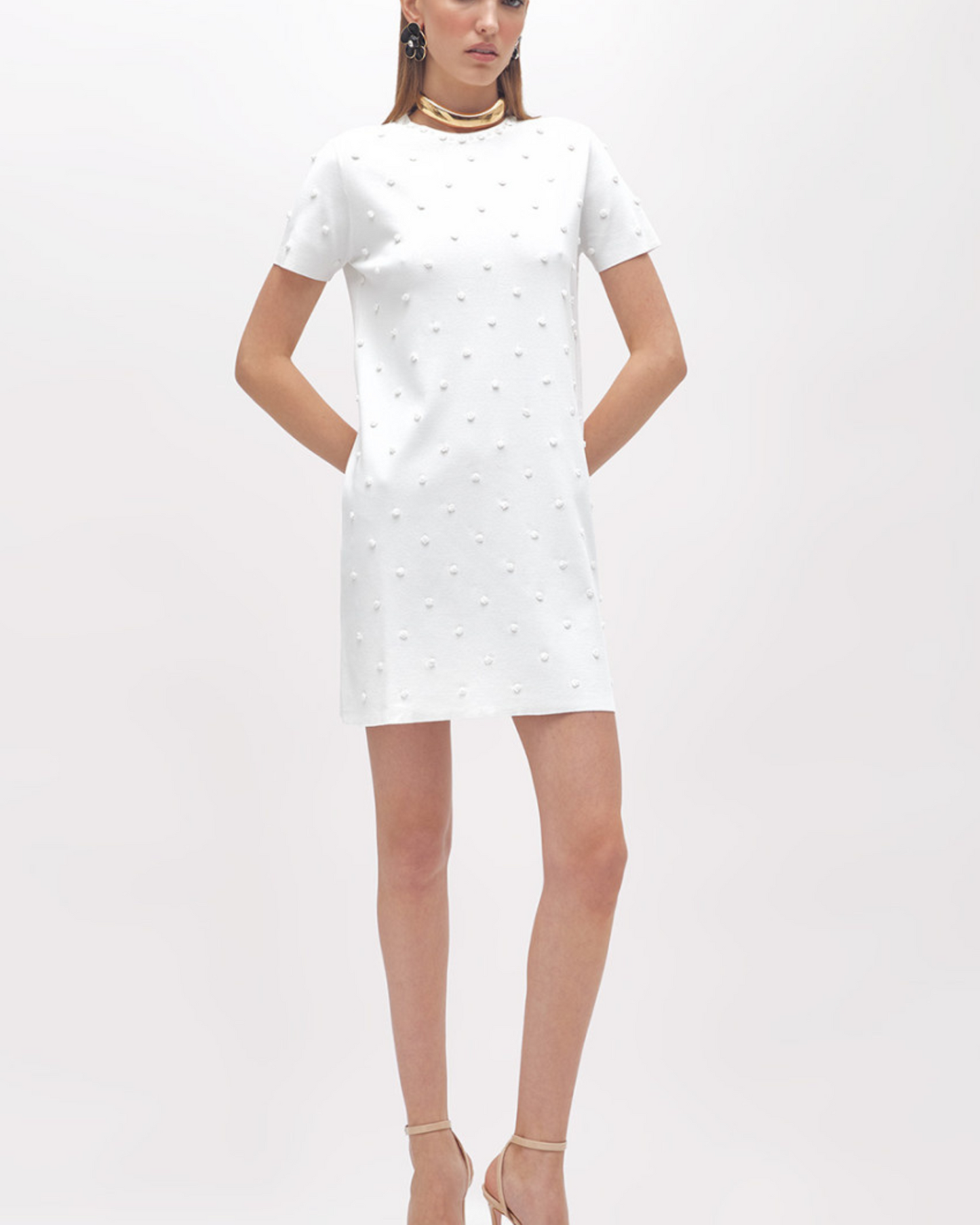 BLUGIRL - Abito in maglia con ricamo rose e corallini