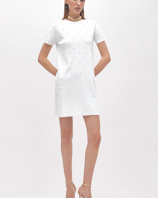 BLUGIRL - Abito in maglia con ricamo rose e corallini