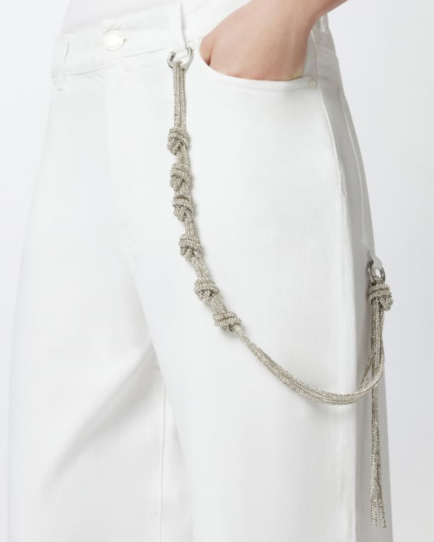 PINKO - Pantaloni larghi loose fit con catena gioiello