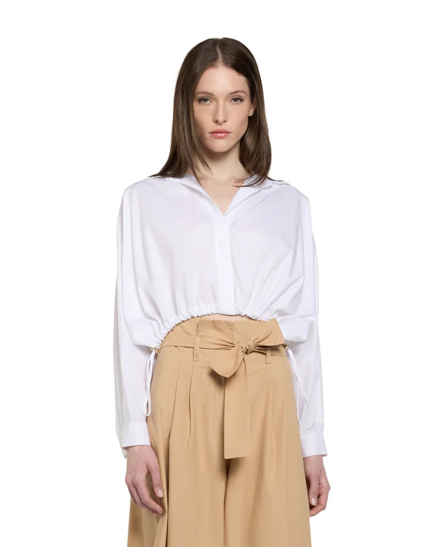 SImona Corsellini - Camicia in popeline corta con coulisse in vita