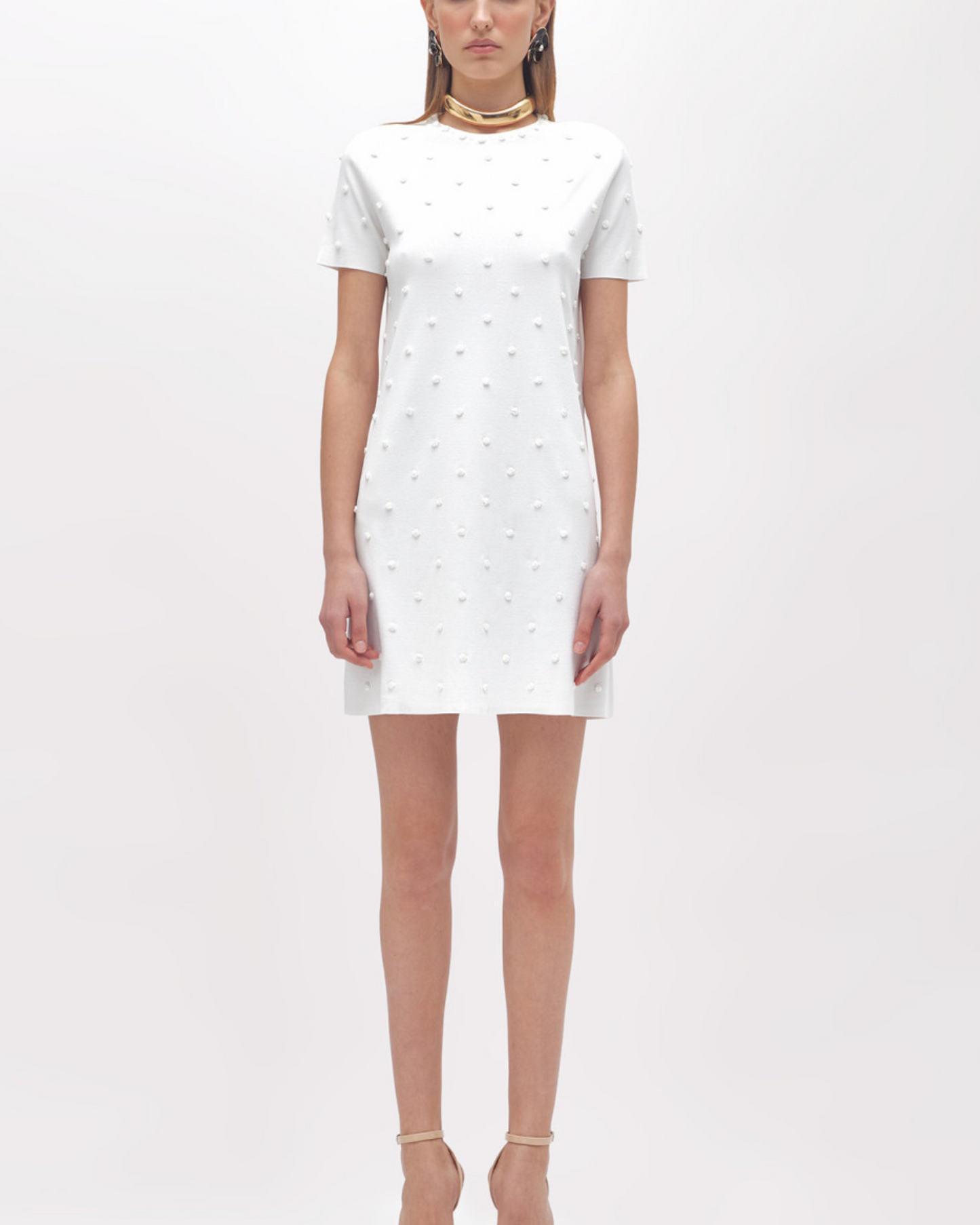 BLUGIRL - Abito in maglia con ricamo rose e corallini
