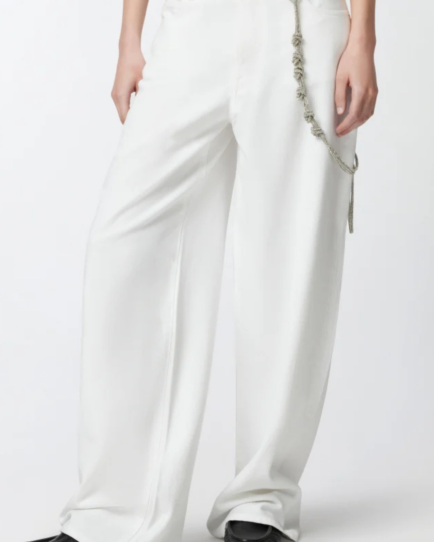 PINKO - Pantaloni larghi loose fit con catena gioiello