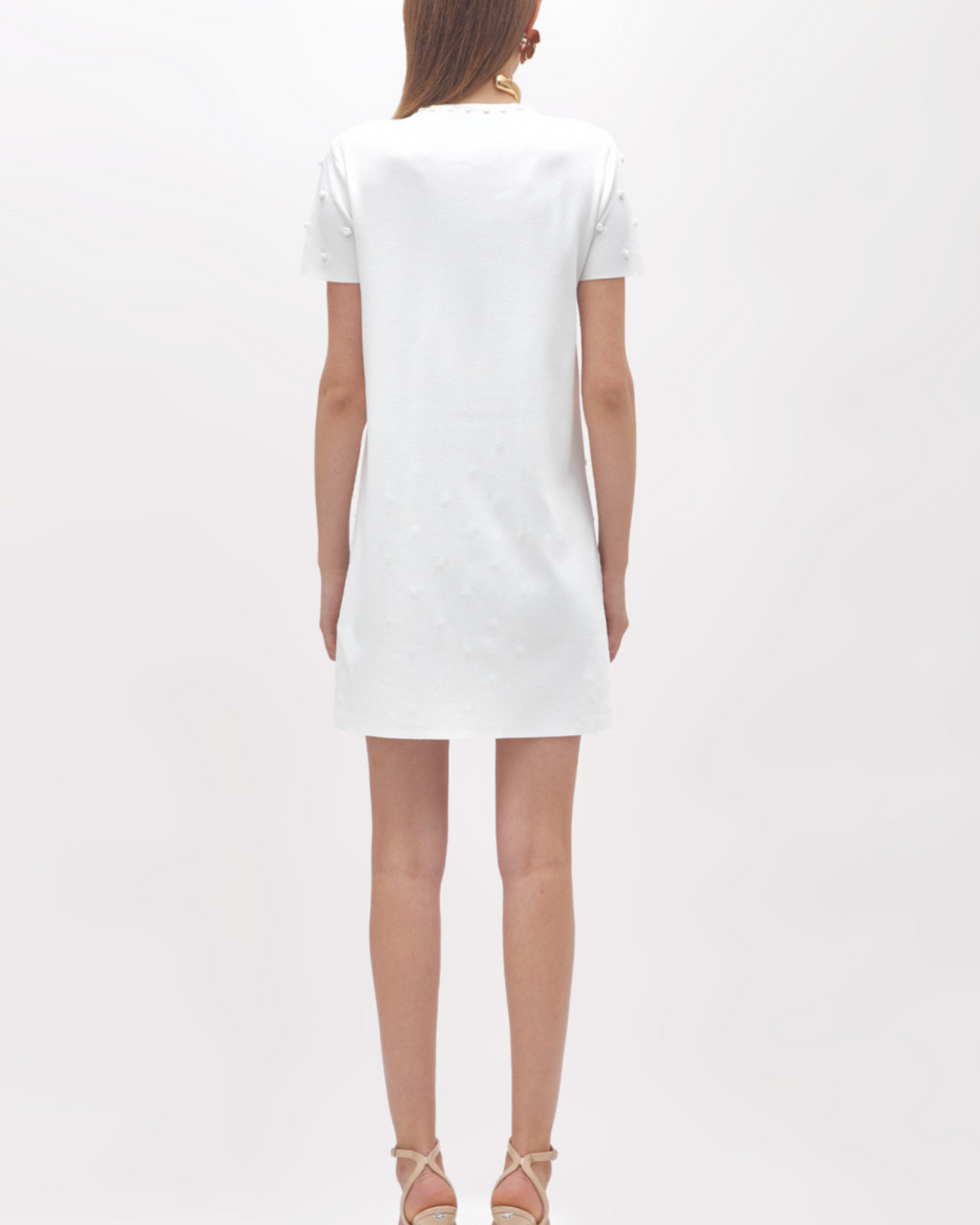 BLUGIRL - Abito in maglia con ricamo rose e corallini