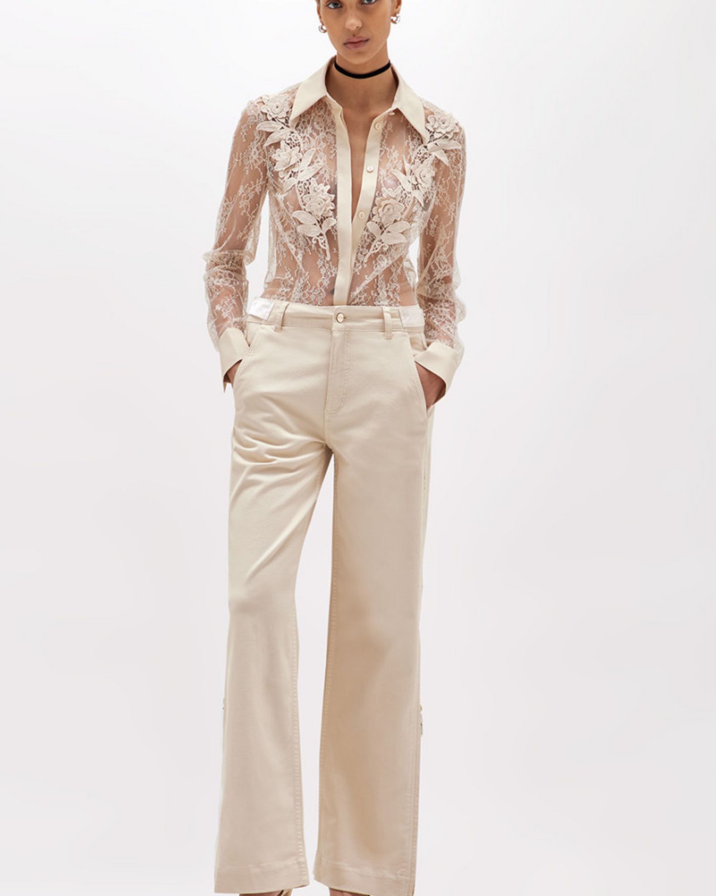 BLUGIRL - Camicia slim in pizzo con ricamo