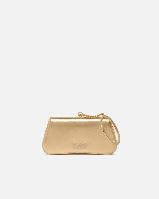 PINKO - Borsetta clutch laminata con bracciale dorato