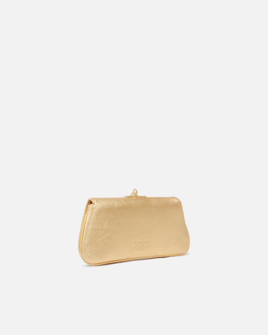 PINKO - Borsetta clutch laminata con bracciale dorato