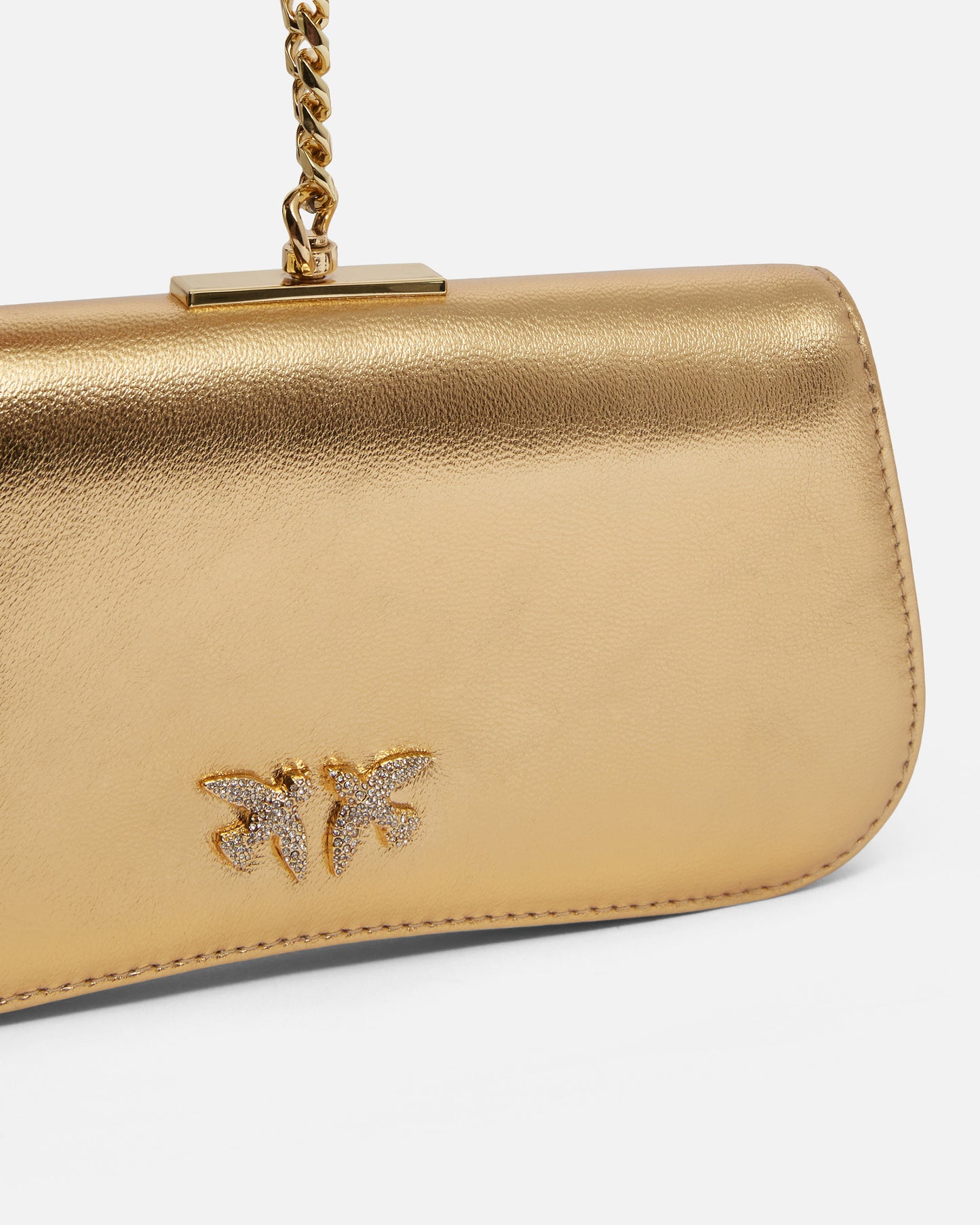 PINKO - Borsetta clutch laminata con bracciale dorato