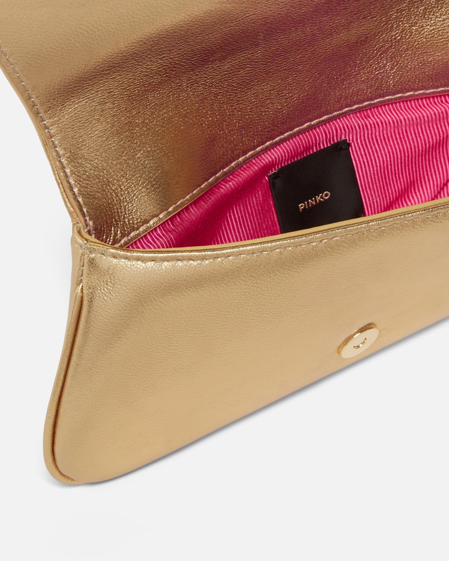 PINKO - Borsetta clutch laminata con bracciale dorato
