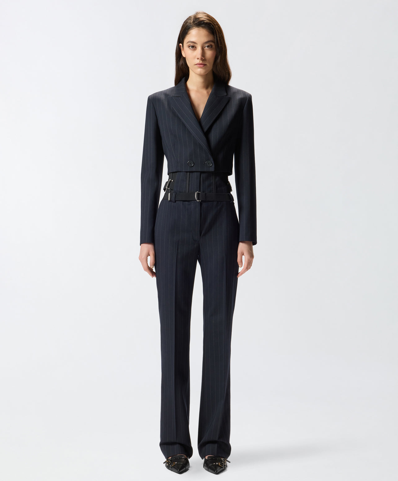 Giacca corta in lana poly gessata