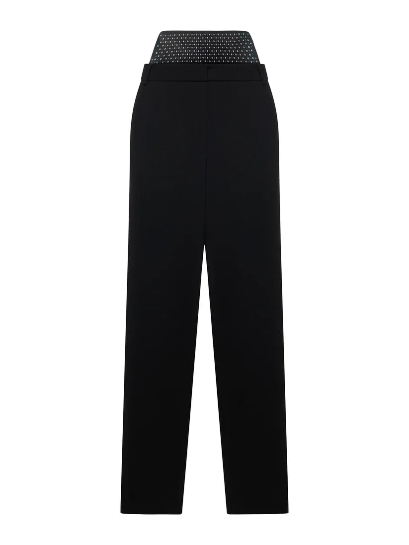 Pantaloni con pinces in enver satin