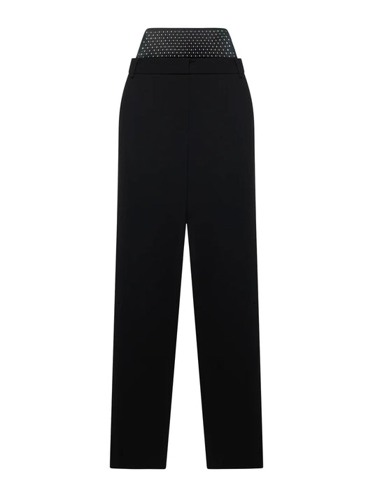 Pantaloni con pinces in enver satin