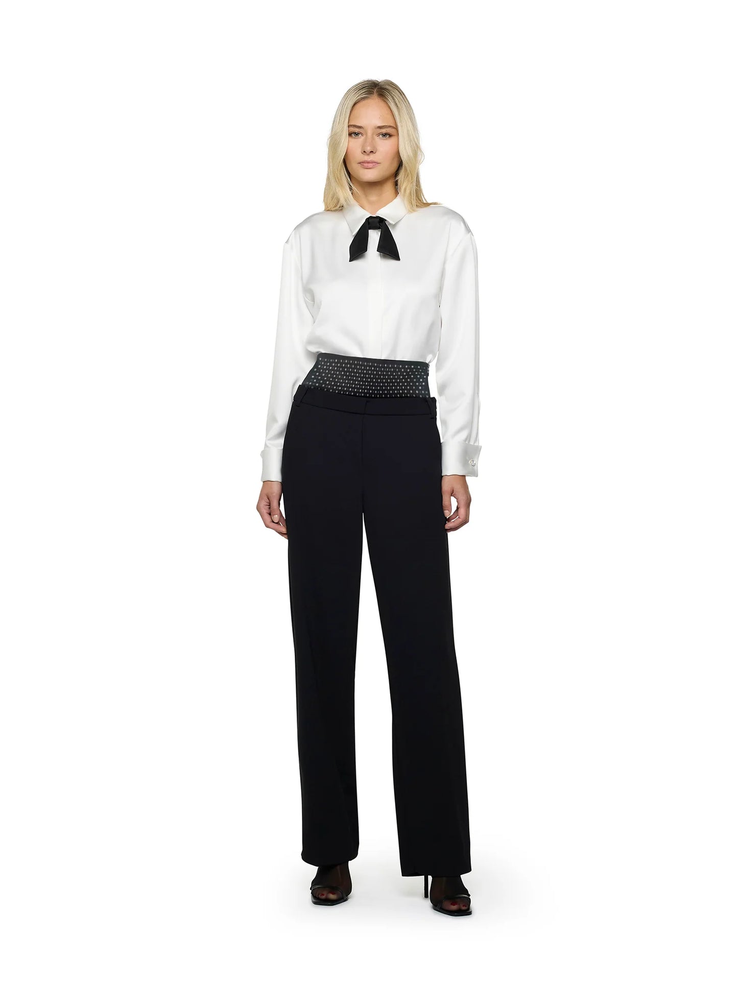 Pantaloni con pinces in enver satin
