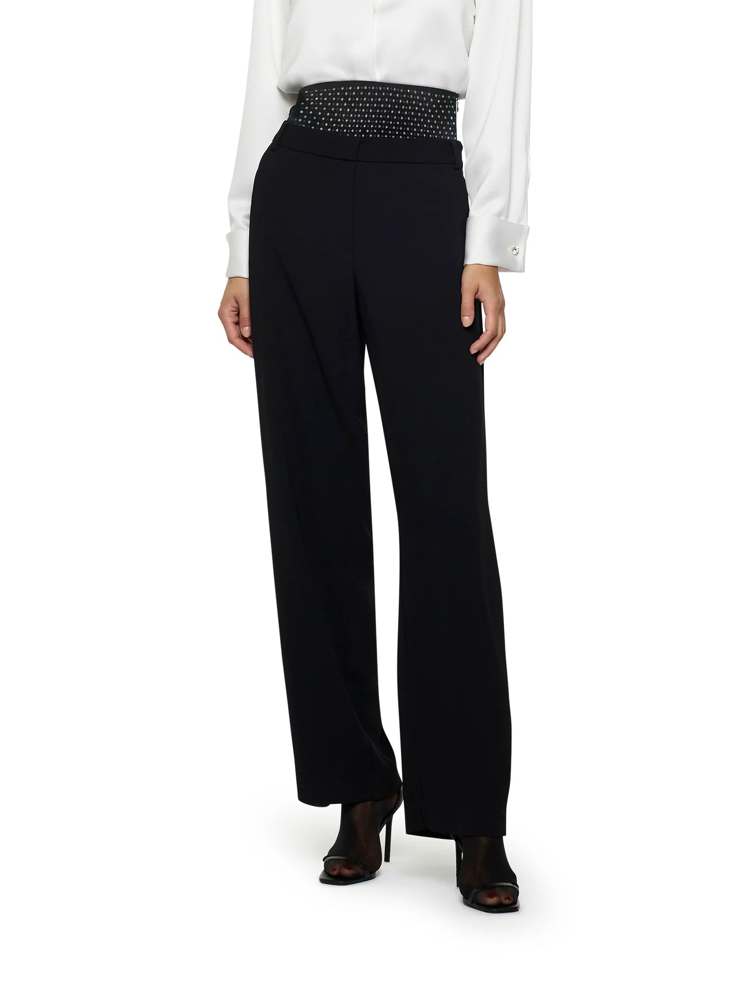 Pantaloni con pinces in enver satin